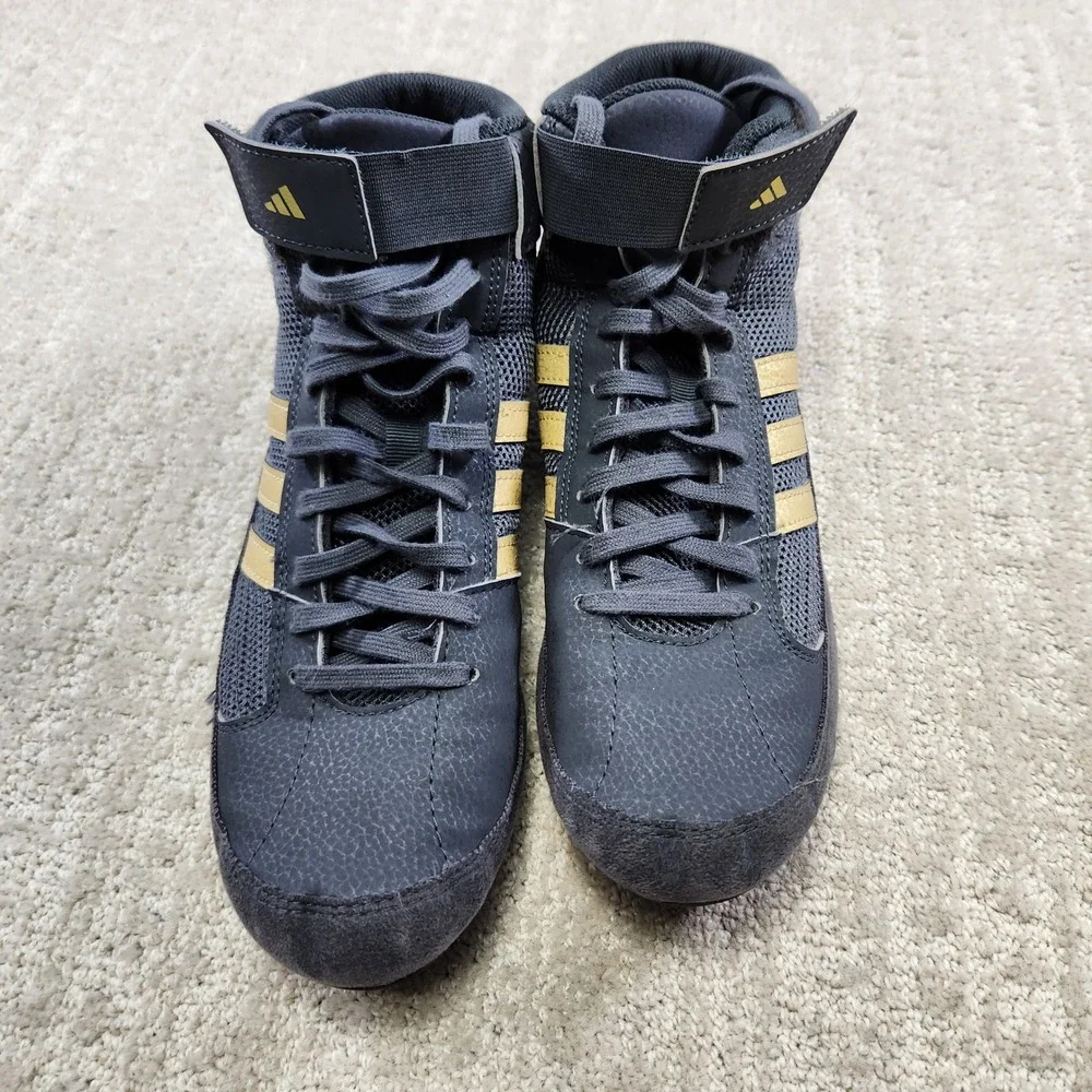 Adidas HVC Wrestling Shoes Mens 8 Dark Grey Gold High Top Boxing Combat HP1000